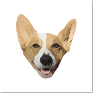 Cute Smiling Corgi Dog Head Design Posters and Art